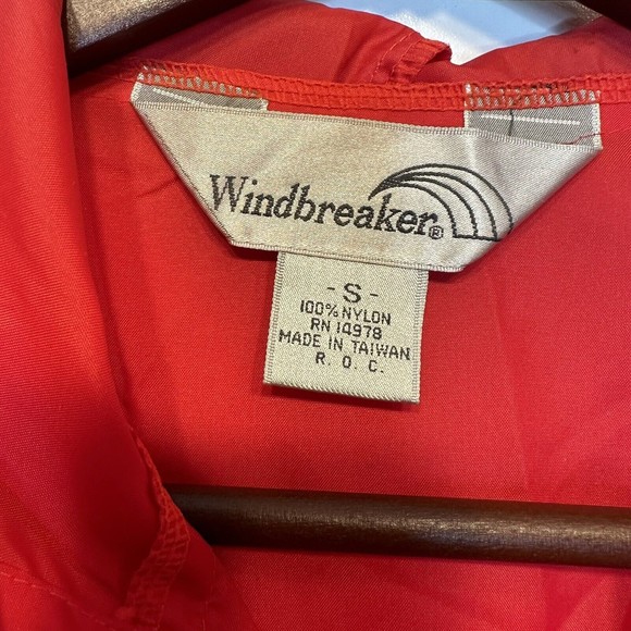 Vintage Windbreaker Windsuit SMALL Nylon 1/4 Zip Hoodie Pants Red White Stripe - Picture 7 of 13